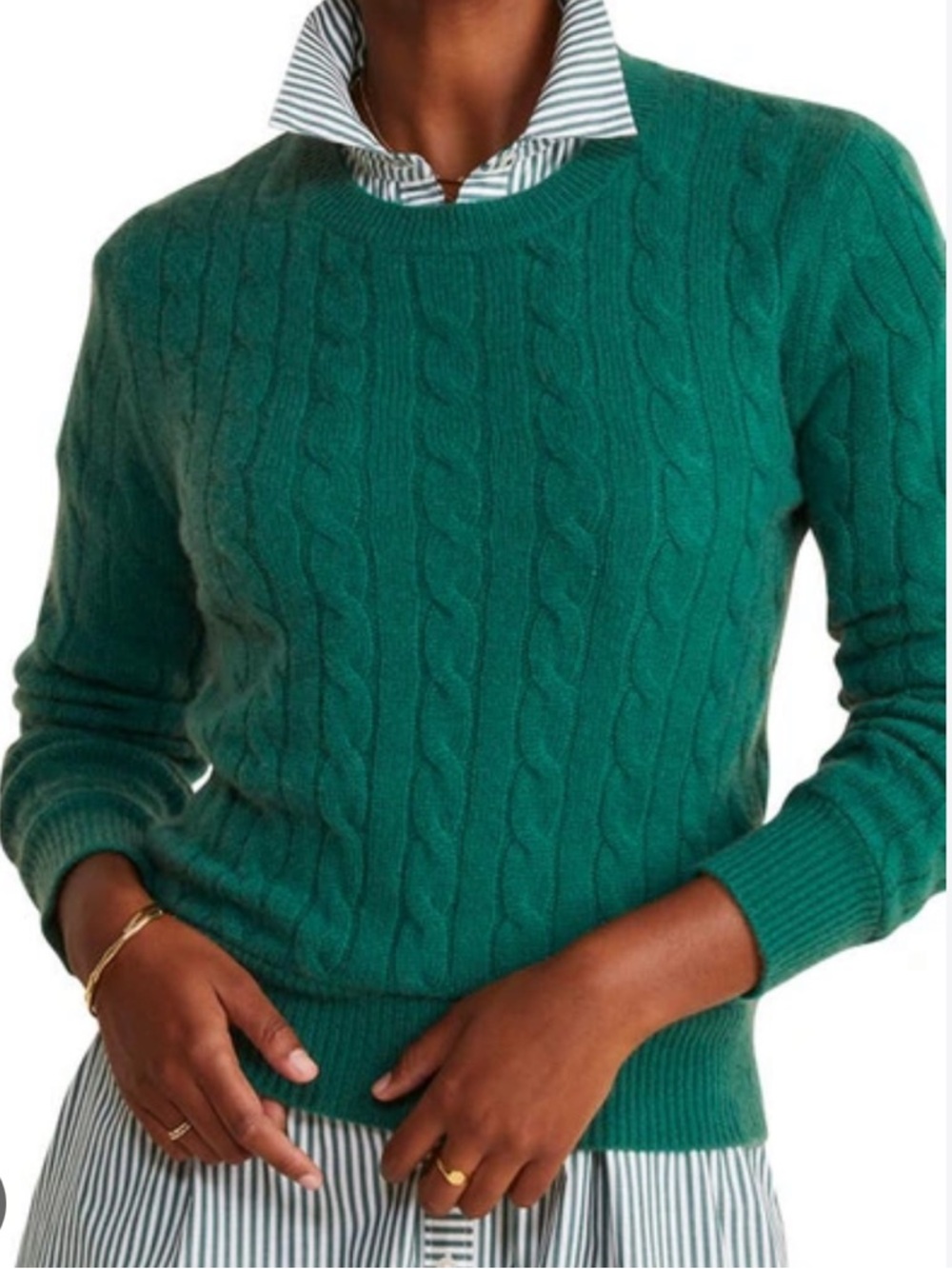 NWT Vineyard Vines 100% Cashmere Cable Crew Sweater Green Size XL Retail $298.00